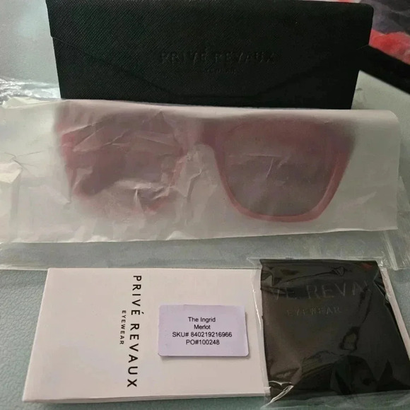 Prive Rivaux | The Ingrid - Red Cateye Squared Sunglasses - NWT - Picture 15 of 16